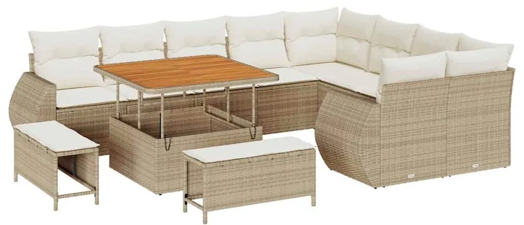 vidaXL Σετ Καναπέ Κήπου 12 pcs μπεζ και κρεμ 100 x 100 x 71 cm