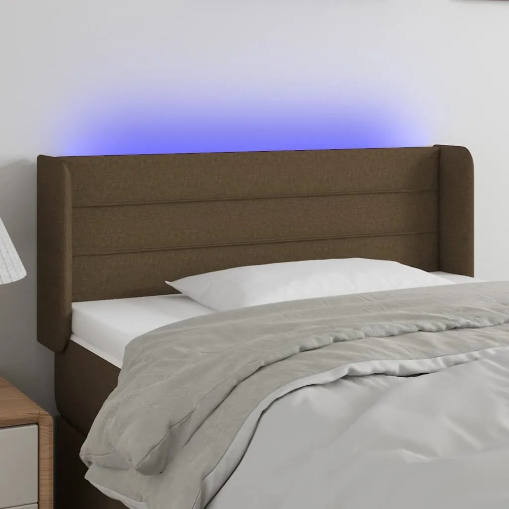vidaXL Κεφαλάρι Κρεβατιού LED Σκούρο Καφέ 83x16x78/88 εκ. Υφασμάτινο