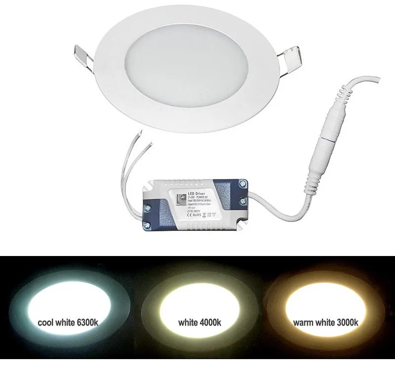Adeleq Led Φωτιστικό Ψευδοροφής Αλουμινίου Στρογγυλό 6W 3000K 120° Λευκό 21-061000