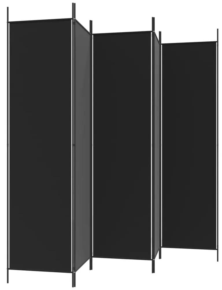 Διαχωριστικό Δωματίου με 5 Πάνελ Μαύρο 250x200 εκ. από Ύφασμα - Μαύρο