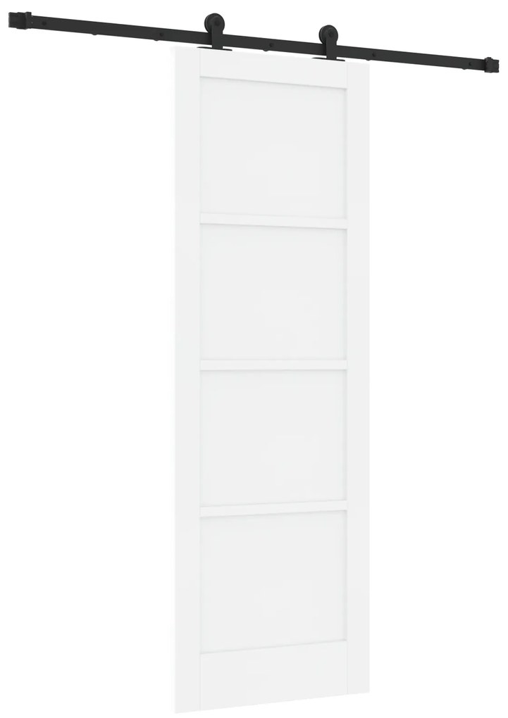vidaXL Συρόμενη Πόρτα  με Σετ Υλικών Λευκή 73.5x211 εκ Στερεό Ξύλο Πεύκου