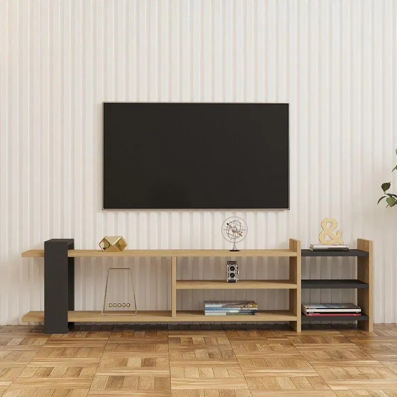 Έπιπλο τηλεόρασης Rinia oak - ανθρακί 153,60x26x40 εκ. 153.6x26x40 εκ.