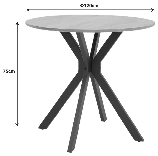 Τραπέζι Xuson pakoworld φυσικό mdf-πόδι μαύρο μέταλλο Φ120x75εκ