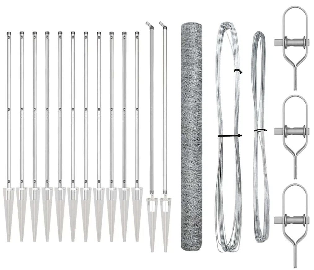 vidaXL Στύλος Περιφράξεων Ασημί 25 x 1,5 μ (36 mm πλέγμα) Ατσάλι