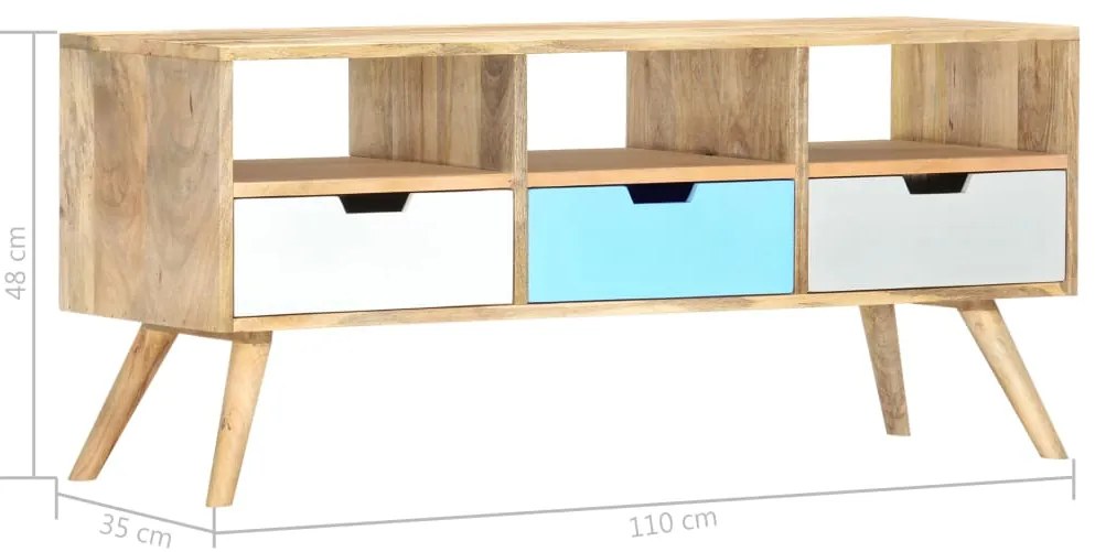 vidaXL Έπιπλο Τηλεόρασης 110 x 35 x 48 εκ. από Μασίφ Ξύλο Μάνγκο