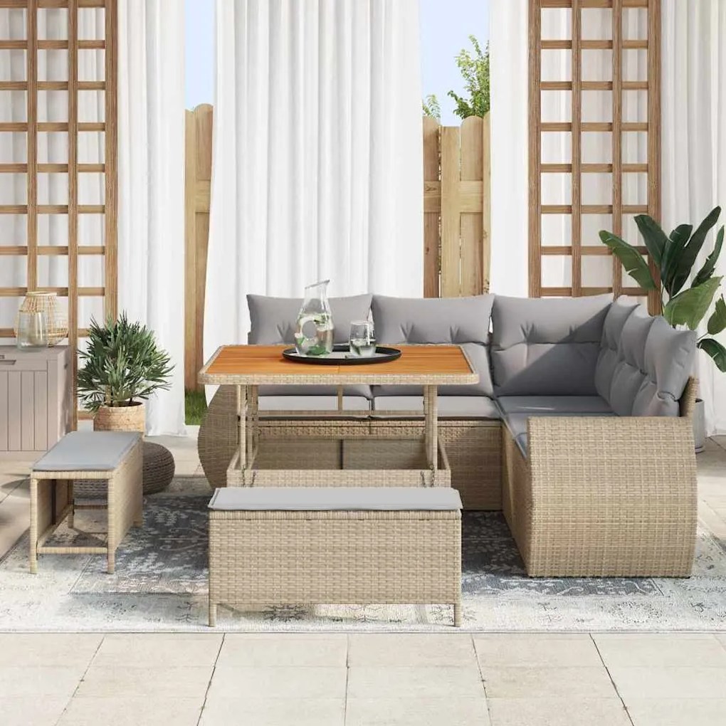 vidaXL Σετ Καναπέ Κήπου 8 pcs μπεζ και ανοιχτό γκρι 100 x 100 x 71 cm