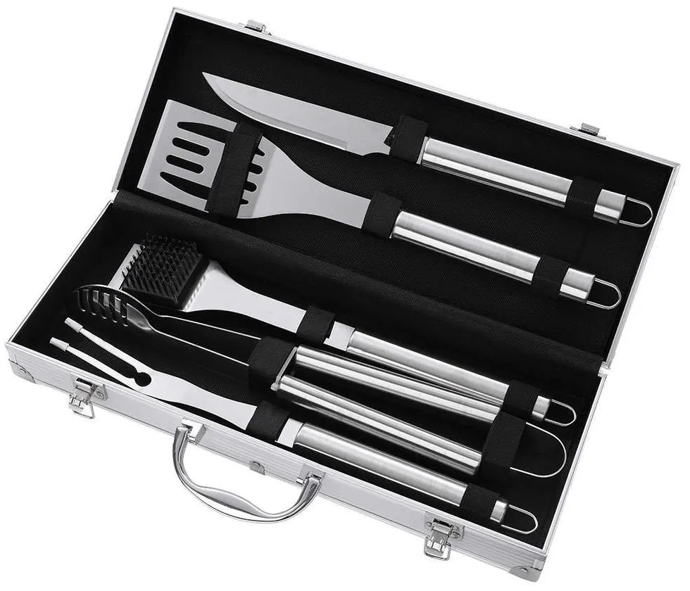Εργαλεία Barbeque Σε Κασετίνα (Σετ 5 Τμχ) V0184 Inox-Black Kaiser Stainless Steel