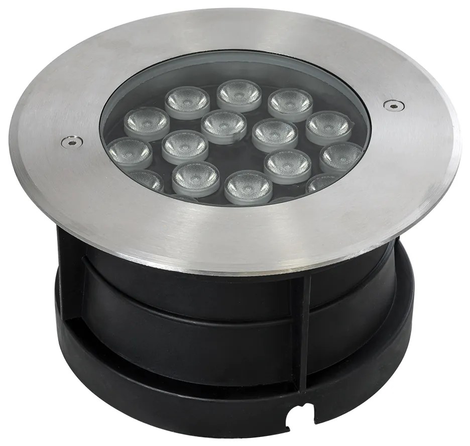 GloboStar UNDERGROUND-SINA 90573 Χωνευτό Φωτιστικό Σποτ Δαπέδου LED 18W 1530lm 15° DC 24V Αδιάβροχο IP68 Φ20 x Υ11cm RGBW DMX512 - Ανοξείδωτο Ατσάλι - 3 Χρόνια Εγγύηση - 90573