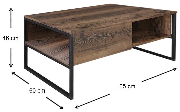 Τραπεζάκι σαλονιού Lawrence Megapap χρώμα καπνιστή καρυδιά 105x60x46εκ.