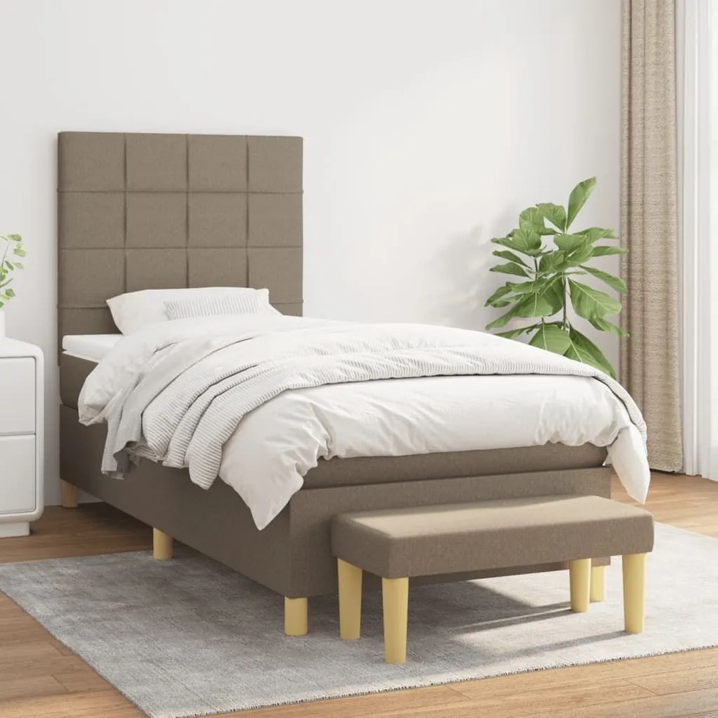 ΚΡΕΒΑΤΙ BOXSPRING ΜΕ ΣΤΡΩΜΑ TAUPE 100 X 200 ΕΚ. ΥΦΑΣΜΑΤΙΝΟ 3137137