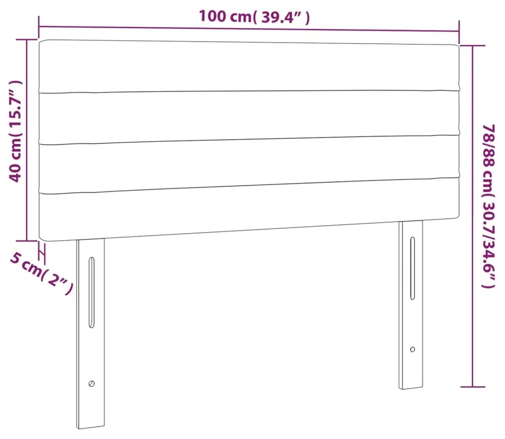 vidaXL Κεφαλάρι Κρεβατιού LED Ανοιχτό Γκρι 100x5x78/88 εκ. Υφασμάτινο