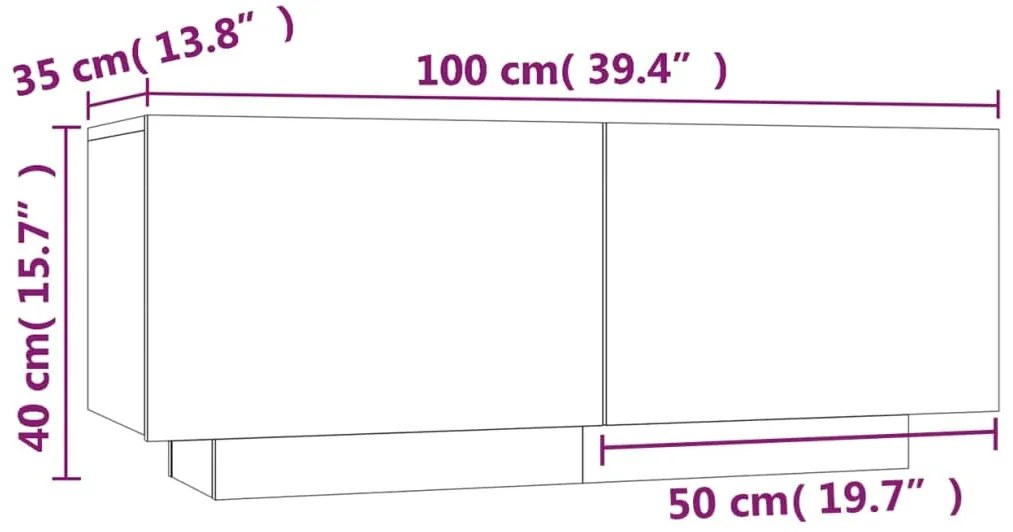 vidaXL Κομοδίνο Καπνιστή Δρυς 100 x 35 x 40 εκ. από Επεξεργασμένο Ξύλο