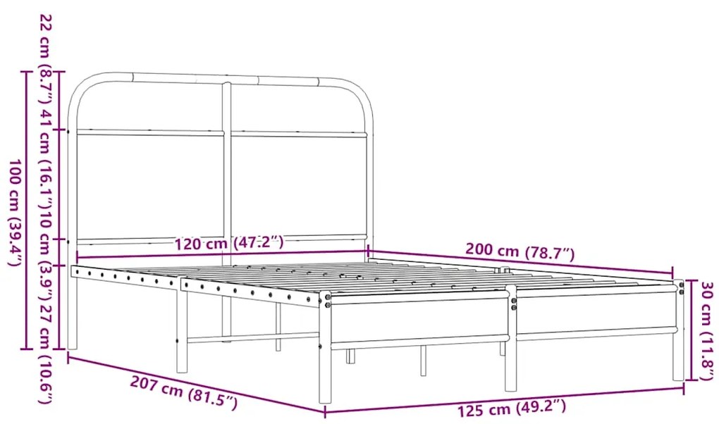 Πλαίσιο Κρεβατιού Χωρ. Στρώμα Καφέ Δρυς 120x200εκ. Επ. Ξύλο - Καφέ