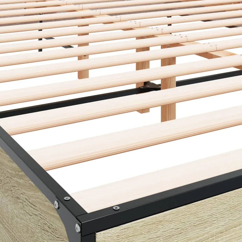 vidaXL Πλαίσιο Κρεβατιού Sonoma Δρυς 160x200 εκ. Επεξ. Ξύλο &amp; Μέταλλο