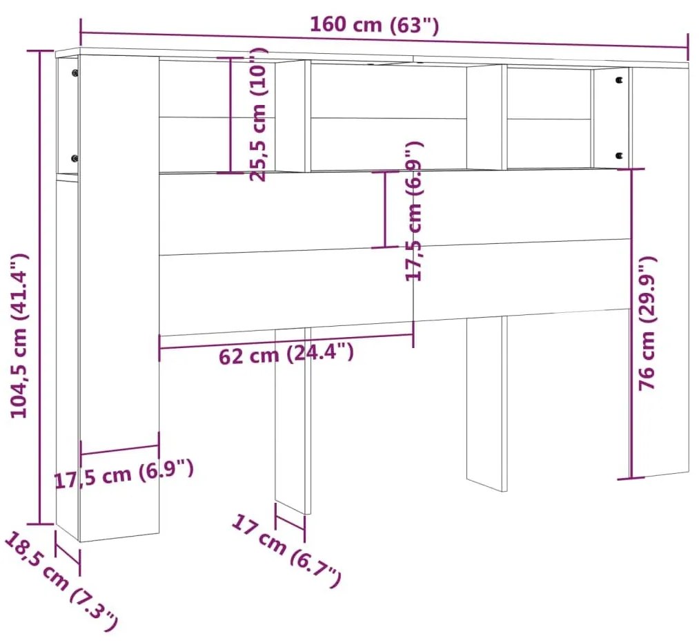 Κεφαλάρι Με Αποθηκευτικό Χώρο Γκρι Sonoma 160x18,5x104,5 εκ. - Γκρι