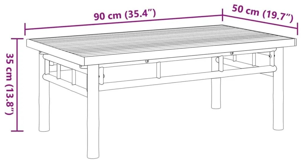 Τραπεζάκι Σαλονιού 90x50x35 εκ. από Μπαμπού - Καφέ
