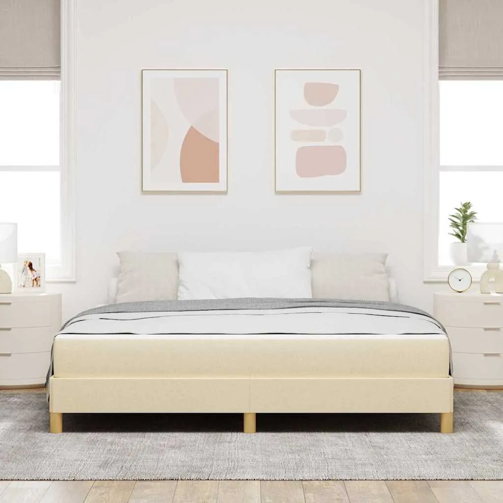 vidaXL Κρεβάτι με ελατήρια Κρέμα, Καφέ 180 x 200 cm