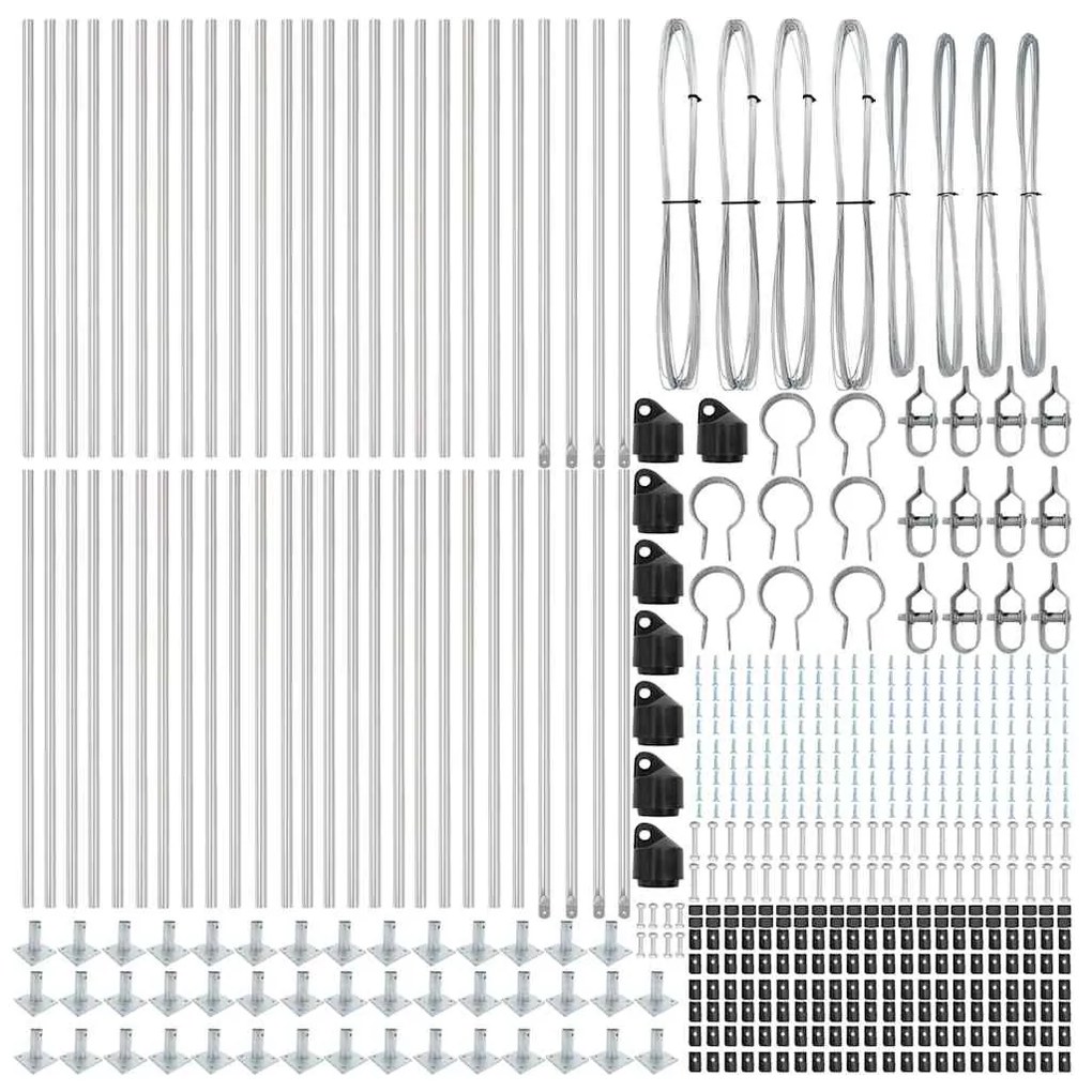 vidaXL Στύλος Περιφράξεων 52 pcs Ασημί Μέγεθος: 3.2 x 3.2 x 50 εκ.