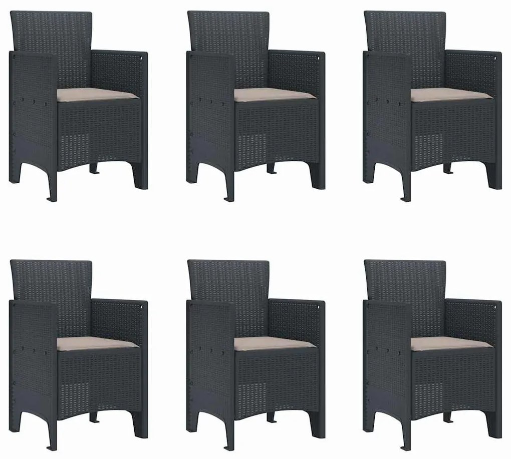 vidaXL Σέτ φαγητού για κήπο 7 pcs Ανθρακί Rattan Polt
