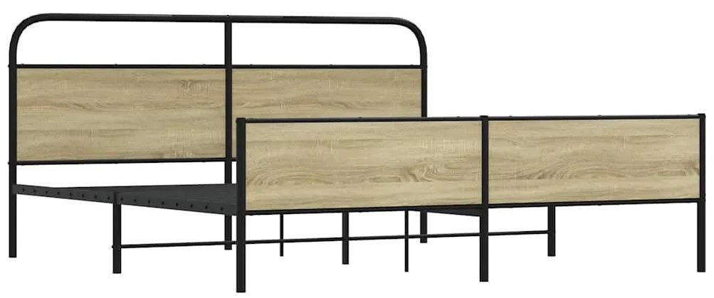 vidaXL Σκελετός Κρεβ. Χωρίς Στρώμα Sonoma Δρυς 180x200 εκ. Μεταλλικό