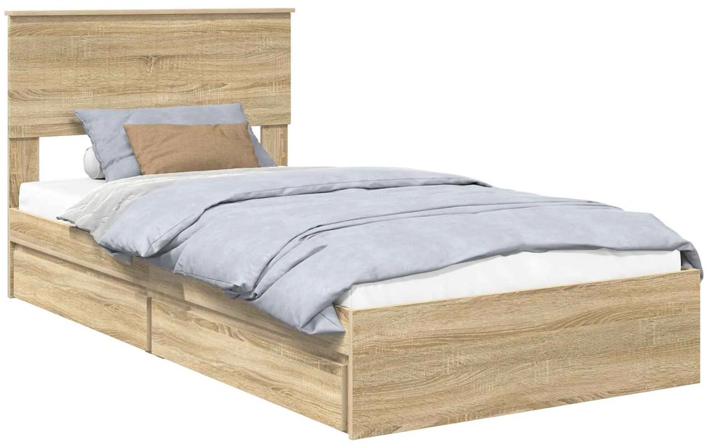 vidaXL Κρεβάτι Αποθήκης Δρύς Sonoma 100 x 200 cm Επεξεργασμένο ξύλο