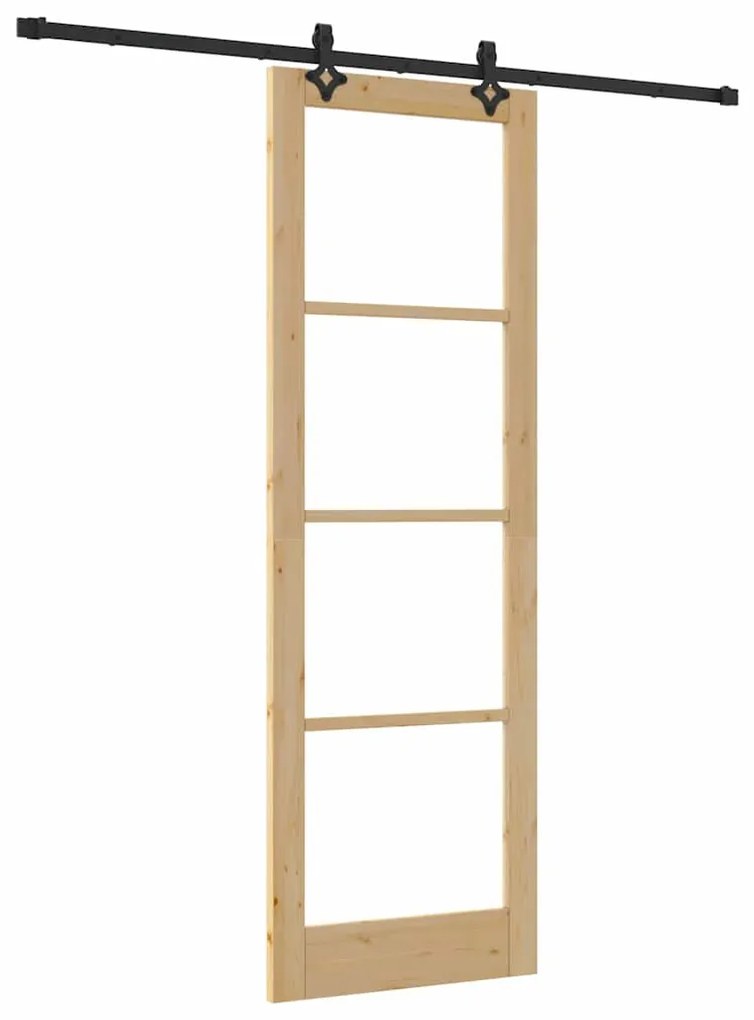 vidaXL Συρόμενη Πόρτα Φυσικό 78 x 232 cm Μασίφ ξύλο πεύκου και γυαλί