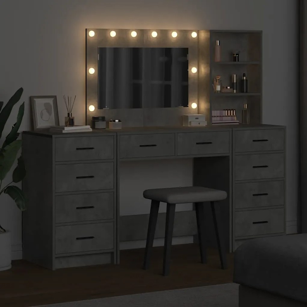 vidaXL Τραπέζι περιποίησης με συρτάρι 3 pcs Γκρι 40 x 41 x 135 εκ.