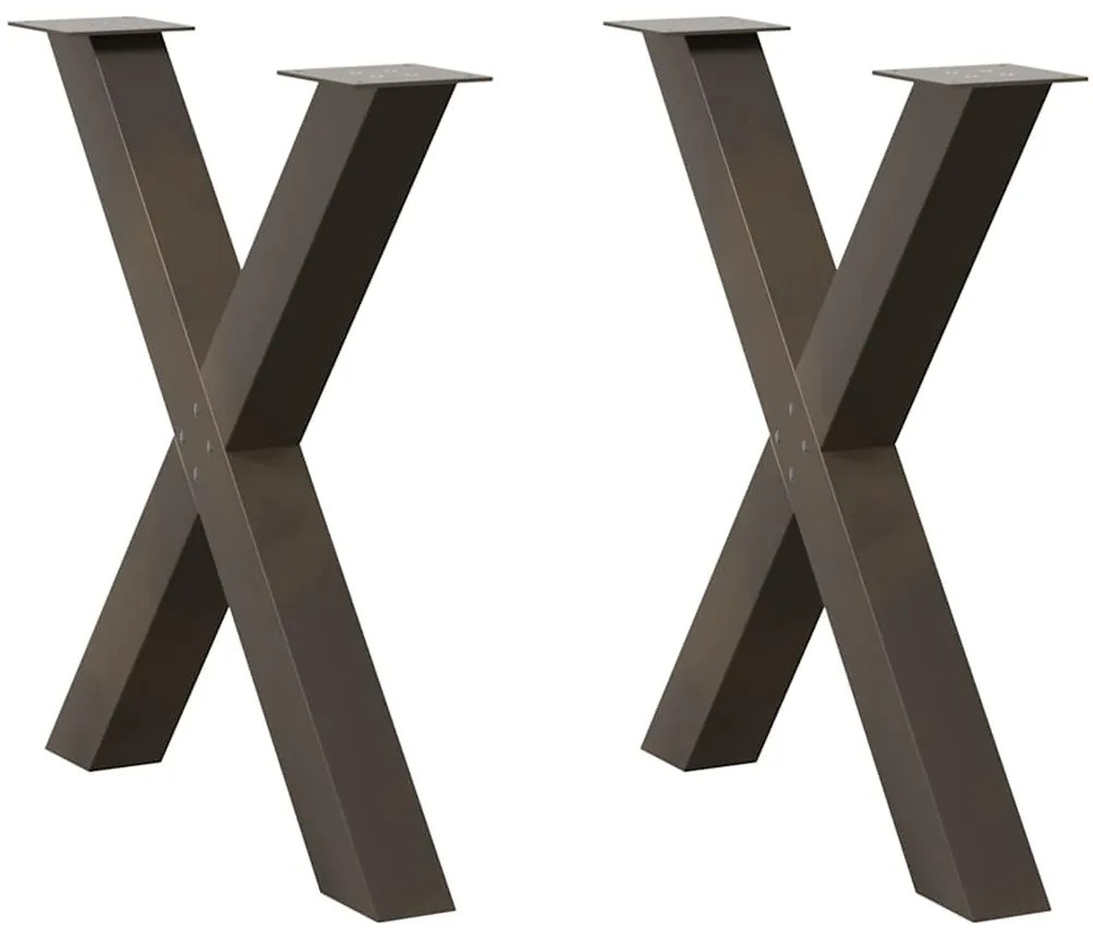 vidaXL Πόδια Τραπεζαρίας σε Σχήμα Χ, 2 τεμ. από Φυσικό Ατσάλι 80x(72-73) εκ. Ατσάλι