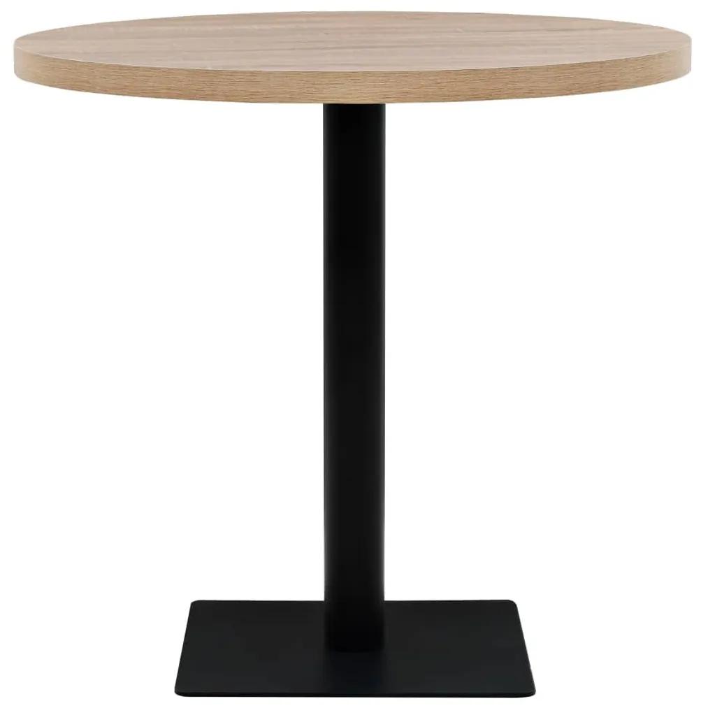 Τραπέζι Bistro Στρογγυλό Χρώμα Δρυός 80 x 75 εκ. MDF / Ατσάλι - Μπεζ