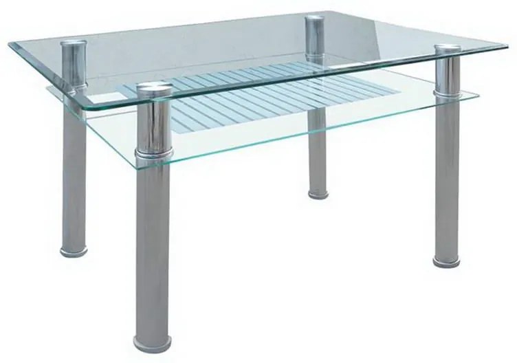 Τραπέζι Veron ΕΜ701 90x60x75cm Silver-Clear Ατσάλι,Γυαλί