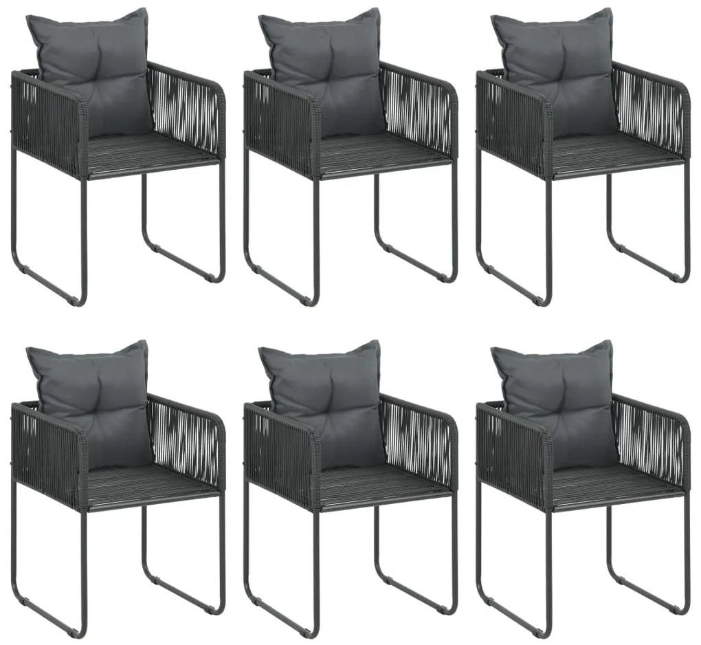 vidaXL Σετ Τραπεζαρίας Κήπου 7 τεμ. Μαύρο από Ρατάν PVC