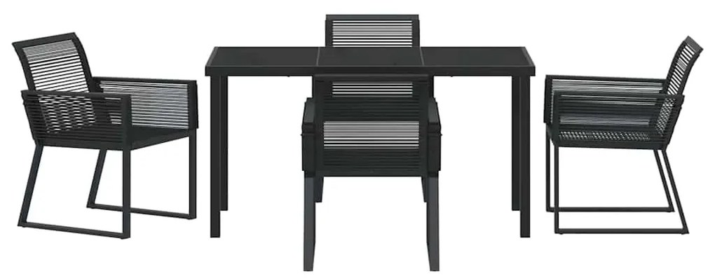 vidaXL Σέτ φαγητού για κήπο 5 pcs Μαύρο Χάλυβας με επίστρωση πούδρας