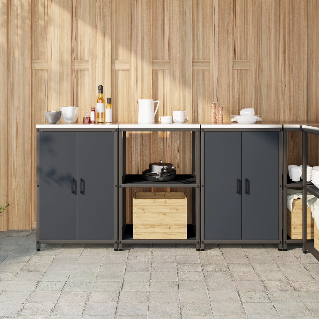 vidaXL Σετ Αποθήκευσης Κουζίνας 3 pcs Ανθρακί 180 x 50 x 92 εκ.