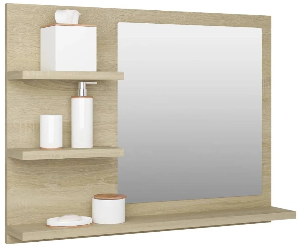 vidaXL Καθρέφτης Μπάνιου Sonoma Δρυς 60 x 10,5 x 45 εκ. Επεξ. Ξύλο