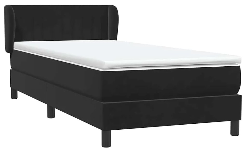 vidaXL Κρεβάτι Boxspring με Στρώμα Μαύρο 90x220 εκ. Βελούδινο