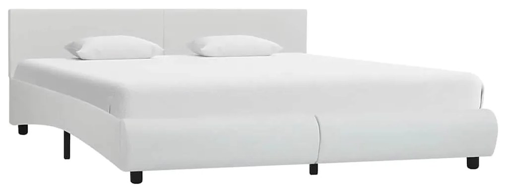 vidaXL Πλαίσιο Κρεβατιού με LED Λευκό 160x200 εκ. από Συνθετικό Δέρμα