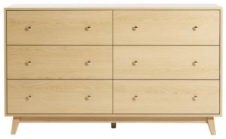 VEVOR 6 Drawer Dresser Wooden Chest of Drawers with Sliding with Anti-tip Device