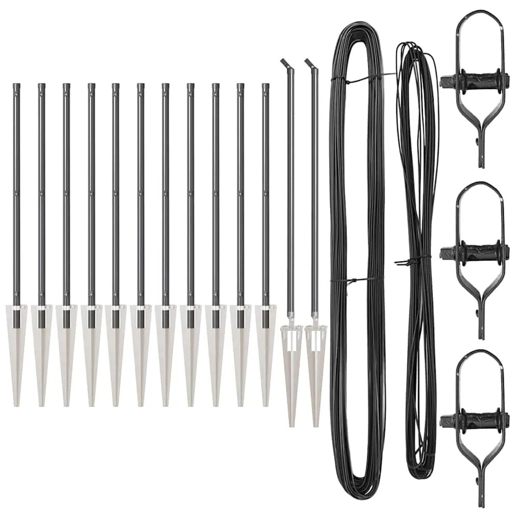 vidaXL Πό posts φράχτη 13 pcs Γκρι Ø32mm 100 εκ. Γαλβανισμένος χάλυβας
