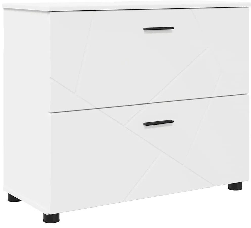 vidaXL Σετ Επίπλων Μπάνιου με συρτάρι με ράφι Επιτοίχιο 4 pcs Λευκό