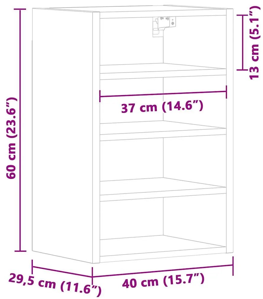 κρεμαστό ντουλάπι Riga καφέ δρυς 40x29,5x60 cm Ξύλο μηχανής 854181