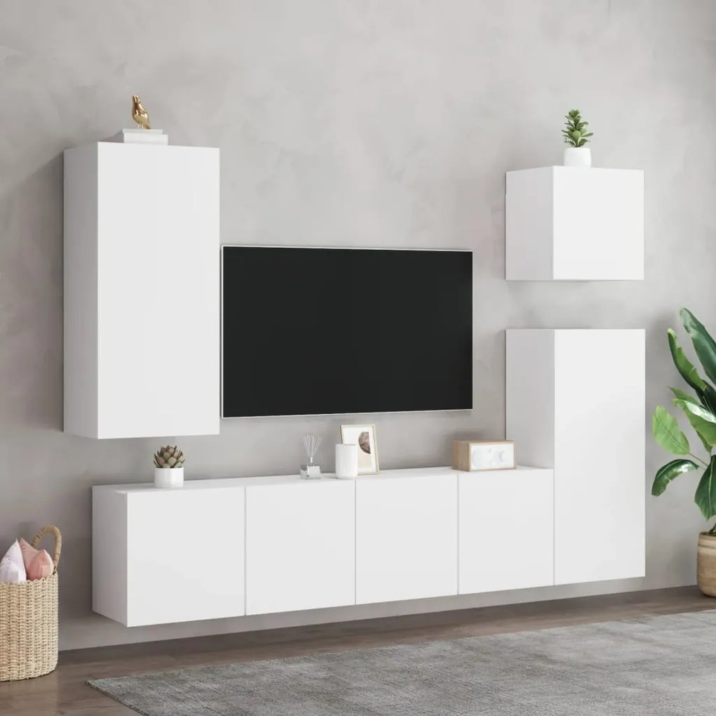 vidaXL Έπιπλα Τοίχου Τηλεόρασης 2 Τεμ. Λευκά 80 x 30 x 41 εκ.