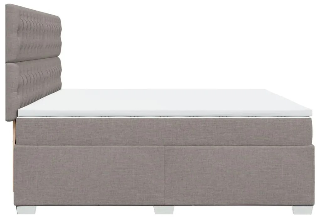 Κρεβάτι Boxspring με Στρώμα Taupe 200x200 εκ. Υφασμάτινο - Μπεζ-Γκρι