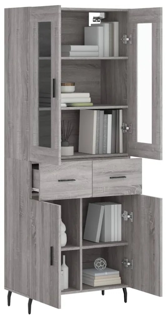 vidaXL Ντουλάπι Γκρι Sonoma 69,5 x 34 x 180 εκ. Επεξεργασμένο Ξύλο