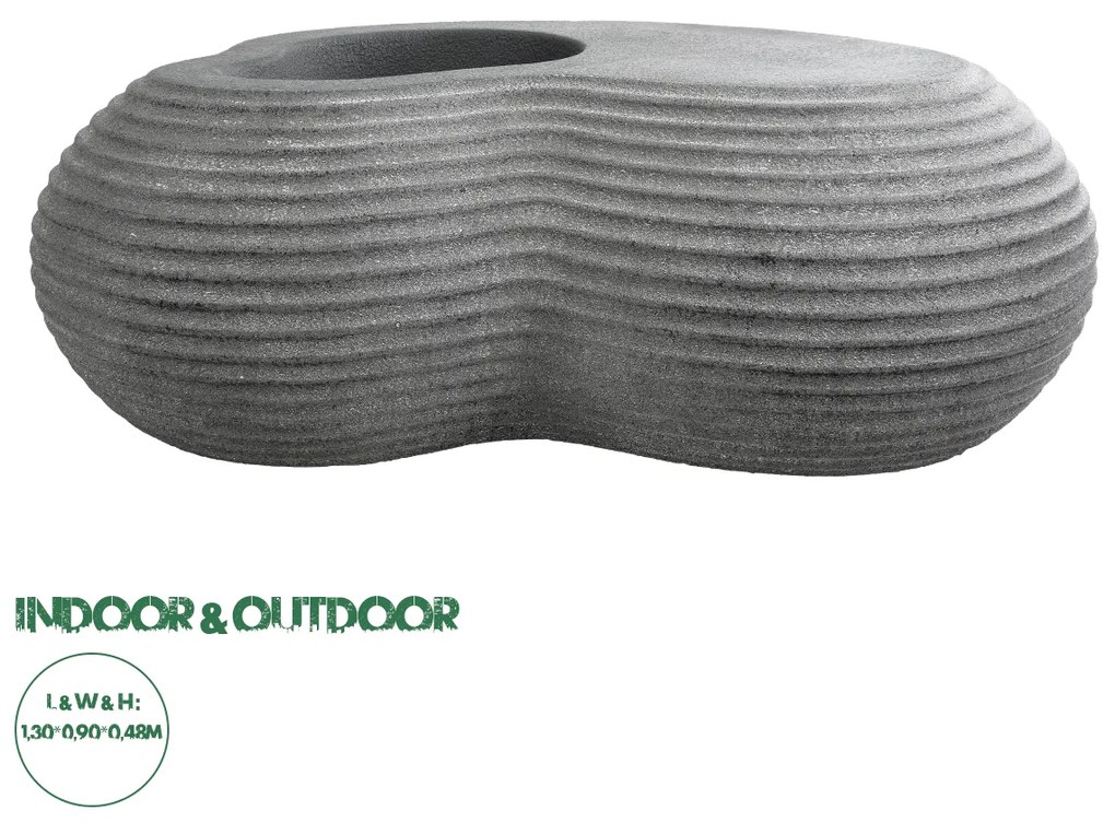 20751 GloboStar®  Artificial Garden FLORENCE 20751 Επιδαπέδιο Πολυεστερικό Τσιμεντένιο Κασπώ Γλάστρα - Flower Pot Γκρι Μ130 x Π90 x Υ48cm