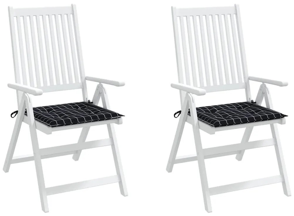 vidaXL Μαξιλάρια Καρέκλας 2 τεμ. Μαύρο Καρό 50 x 50 x 3 εκ. Υφασμάτινα