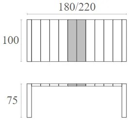 VEGAS BLACK 100X180/220Χ75ΕΚ. ΕΠΕΚΤ.ΤΡΑΠΕΖΙ ΠΟΛ/ΝΙΟΥ