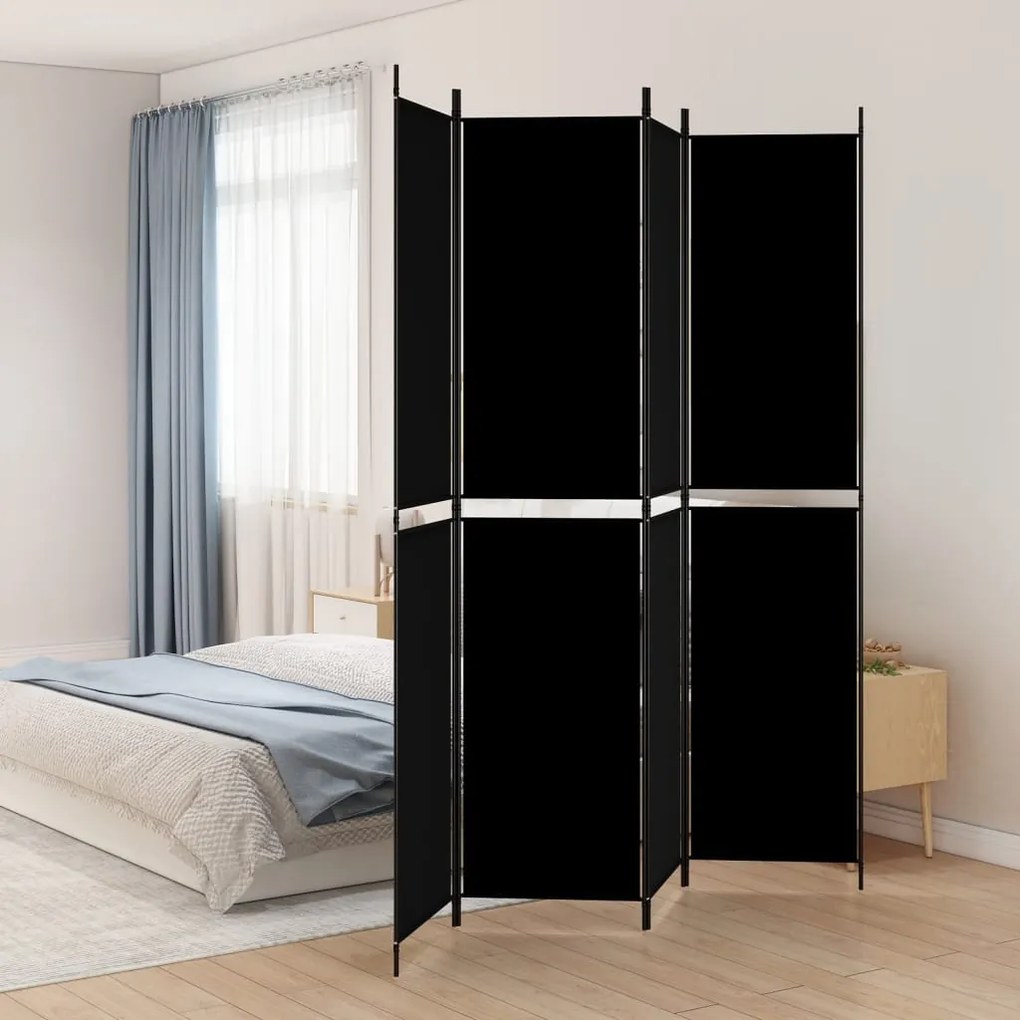 vidaXL Διαχωριστικό Δωματίου με 4 Πάνελ Μαύρο 200 x 220 εκ. Υφασμάτινο
