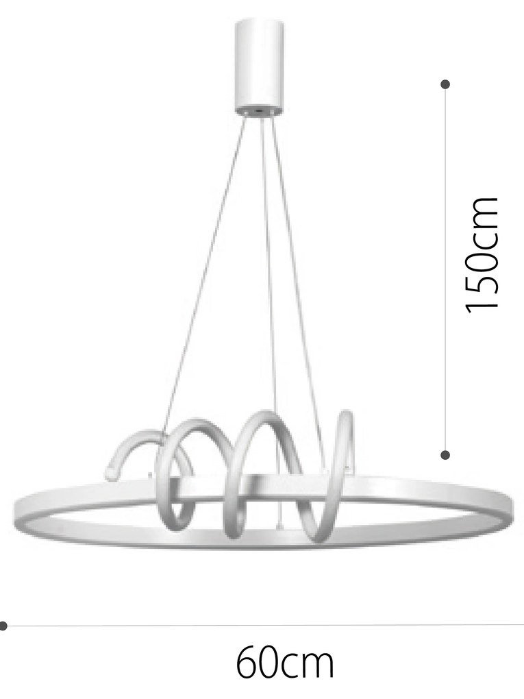 Κρεμαστό φωτιστικό LED 44W 3CCT (by switch on base) σε λευκό χρώμα D:60cm (6076-WH) - 6076-WH - 21W - 50W - 6076-WH