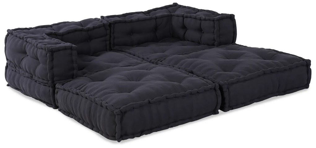 vidaXL Modular Pouffes - Σετ 2 σε Ανθρακί Ύφασμα
