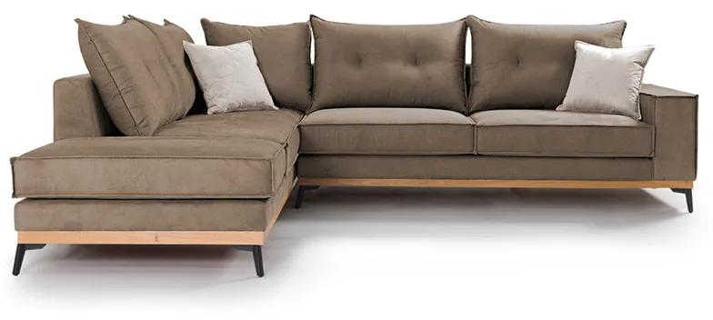 Γωνιακός καναπές δεξιά γωνία Luxury II pakoworld ύφασμα mocha-cream 290x235x95εκ - Ύφασμα - 168-000010